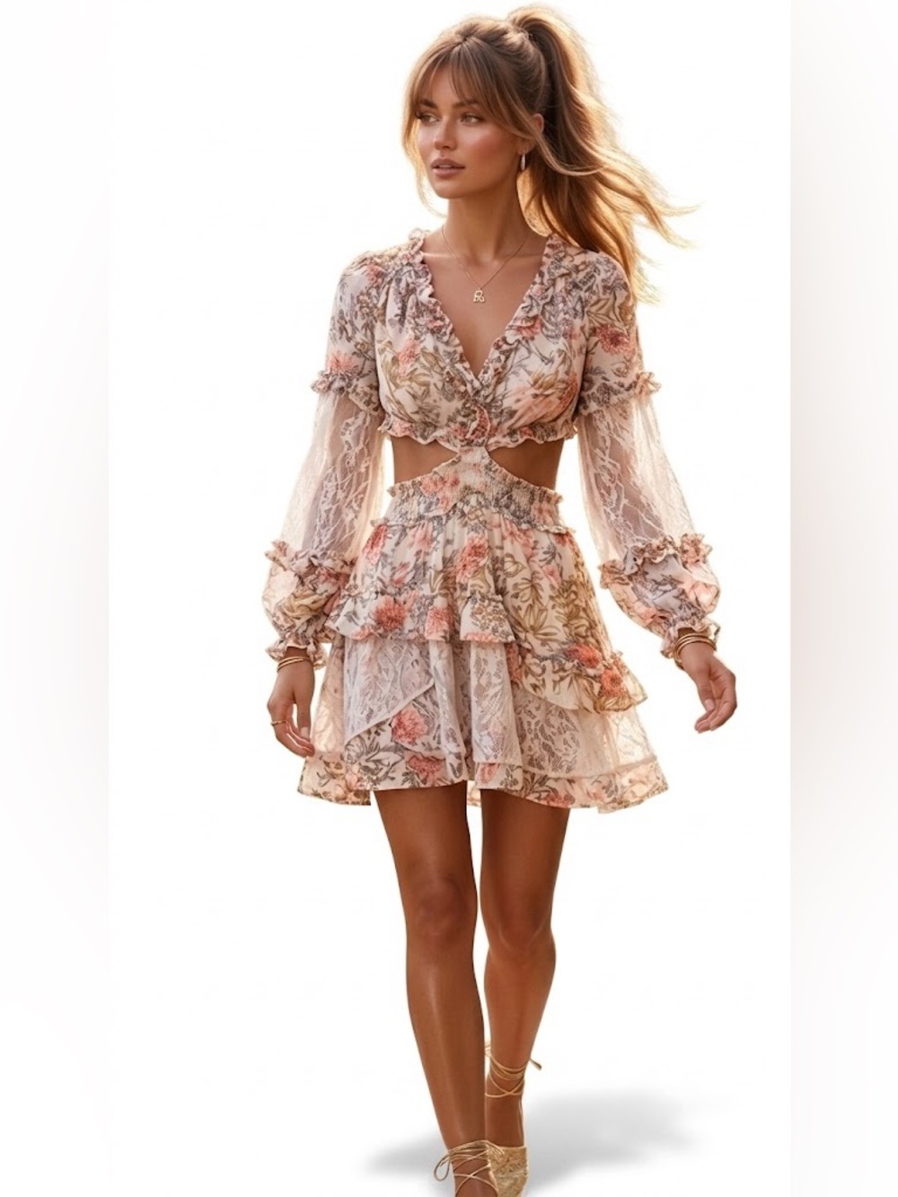 Rosevelvet - NWT Zimmermann Inspired Floral Lace Cutout Mini Dress